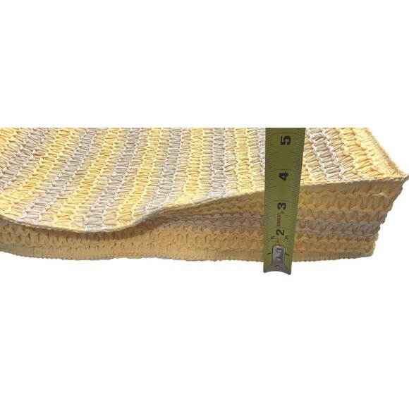 Universal Thread Crochet Woven Handbag Yellow Beige Tote Single Compartment - Picture 9 of 11